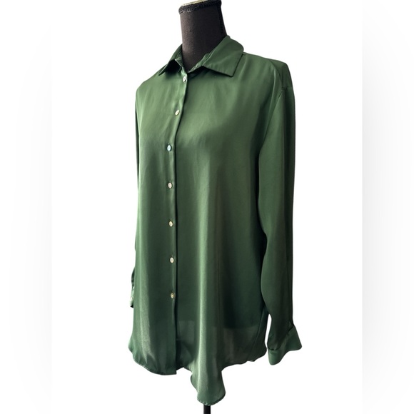 Zara Elegant Forest Green Women's Blouse, Size S - Picture 8 of 10